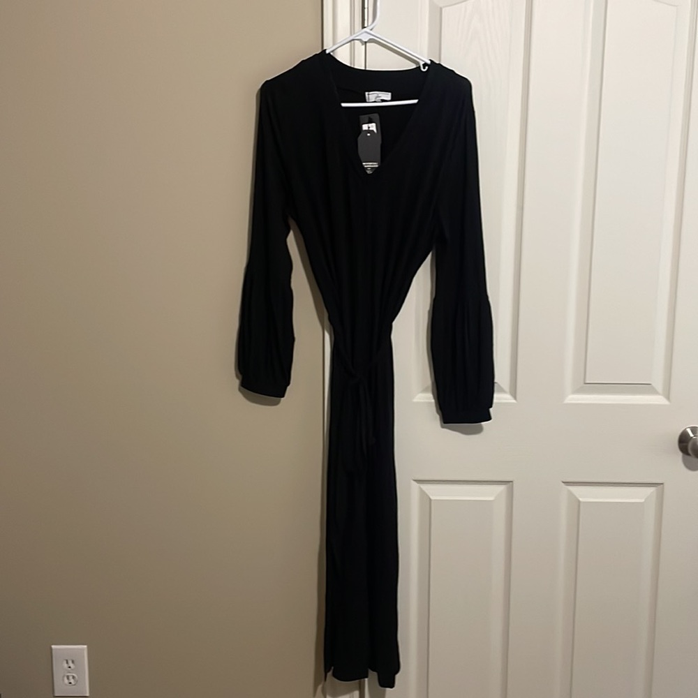 Universal Standard x J. Crew Balloon Sleeve Maxi Dress in black, size medium - Picture 2 of 4